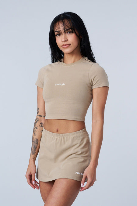 W442 - Love Sets - Baby Tee - Beige