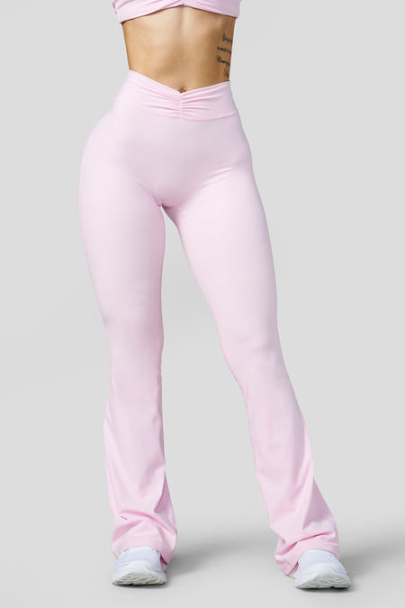 W2229 - Buttersoft Scrunch Band Flare Leggings - Light Pink