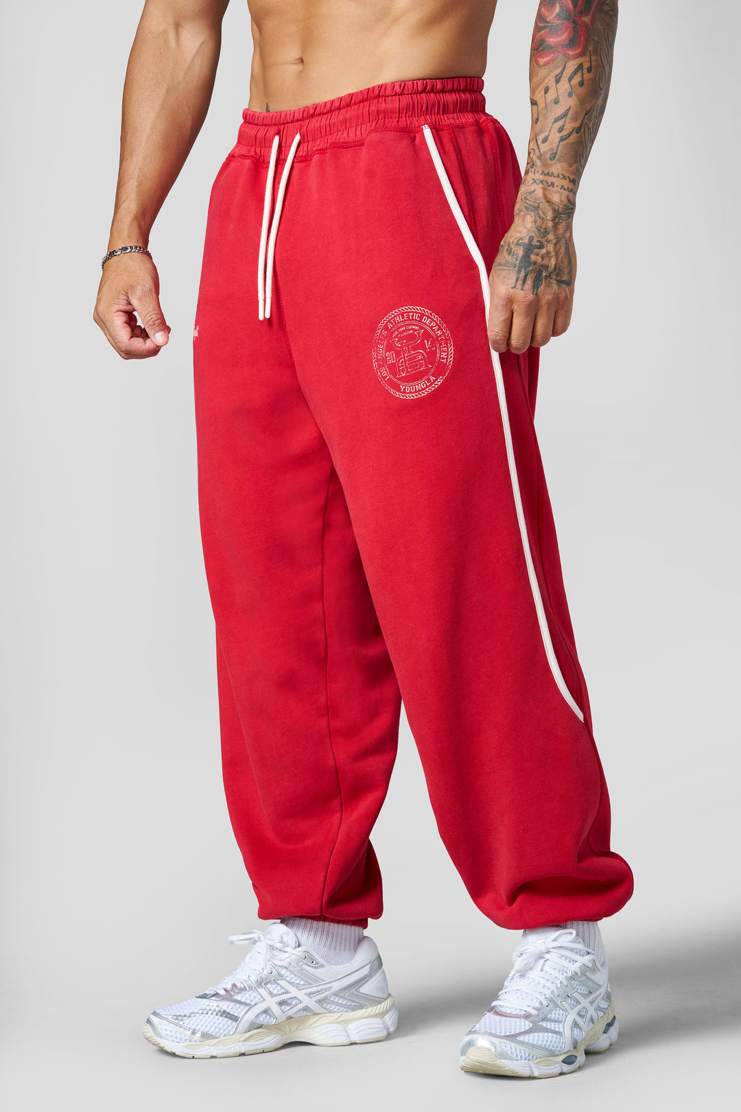 2176 - Golden Era Piping Joggers - Red Wash