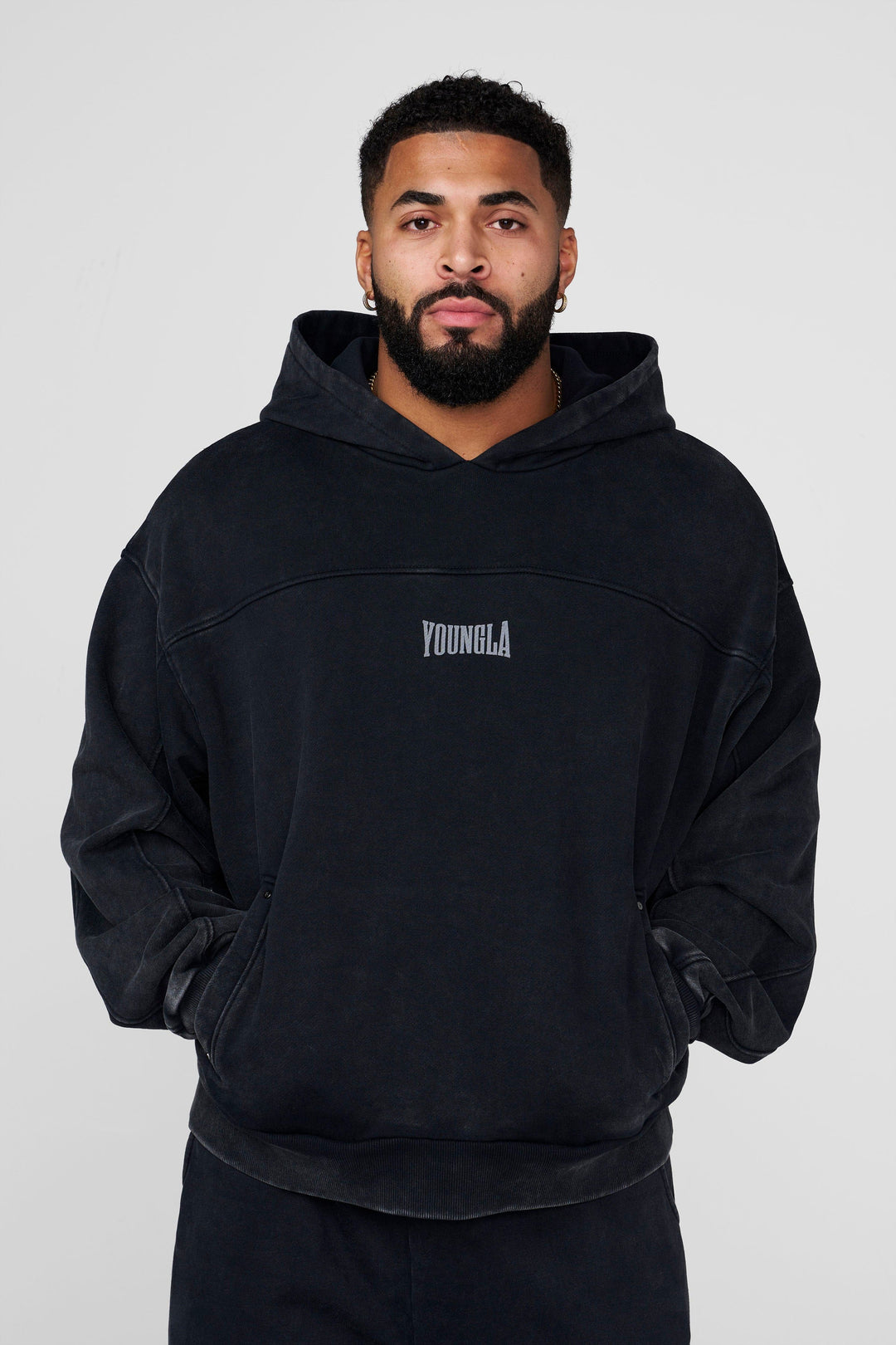 5208 - Crossline Hoodies - Black Wash
