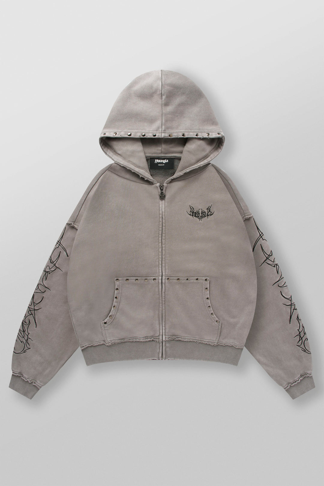 Tribal Stud Zip-Ups - Light Grey