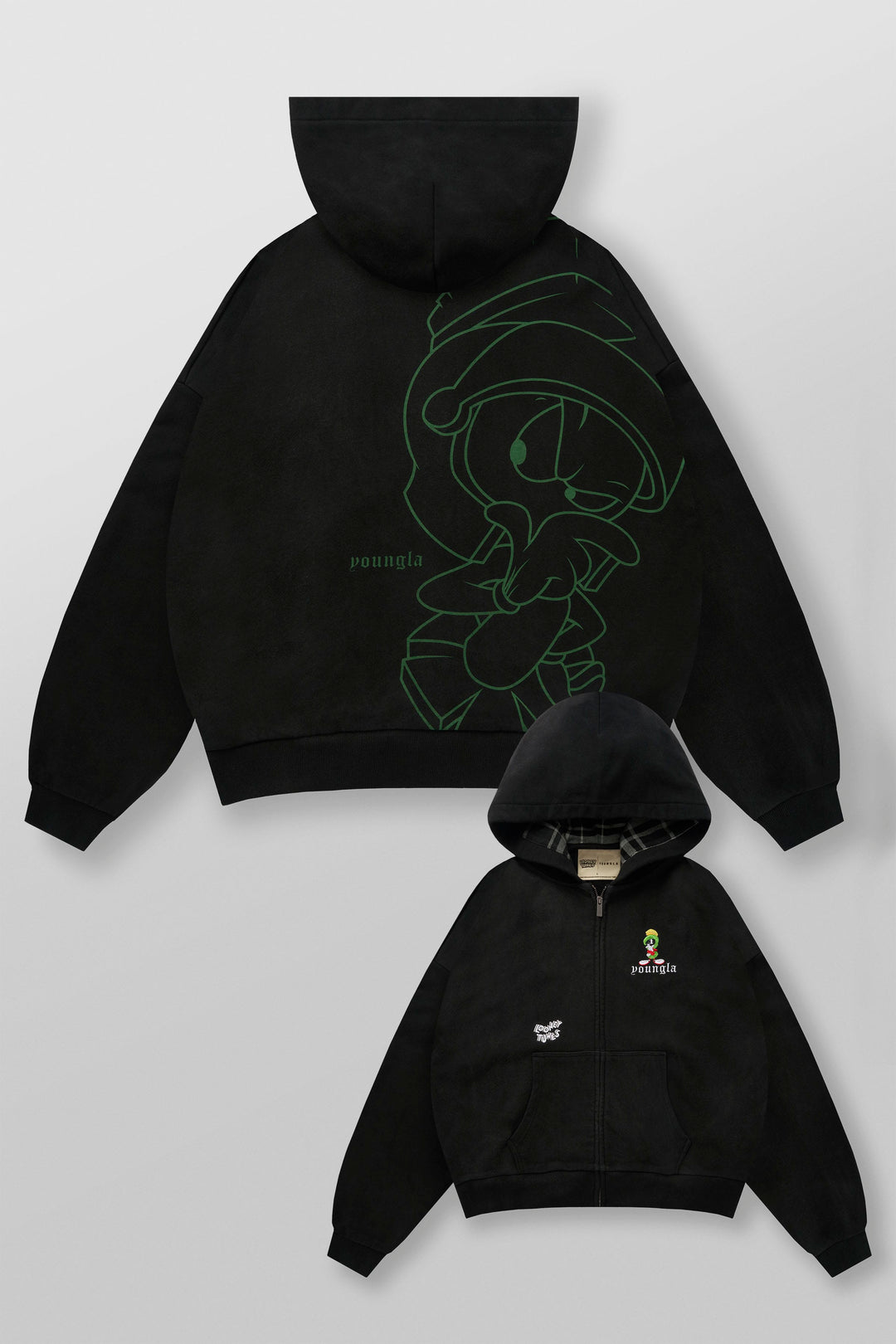 Looney Tunes Plaid Zip-Ups - Black Wash