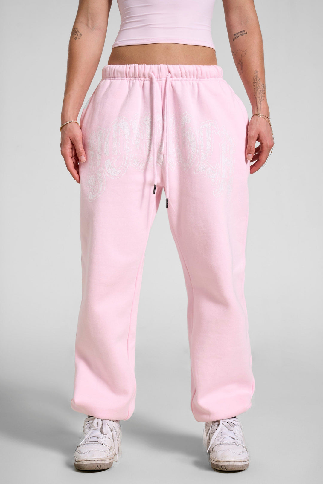 W257 - My Eyes Are Up Here Jogger - Pink