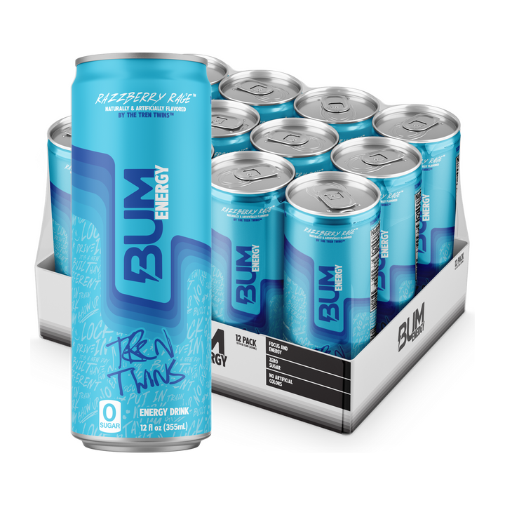 BUM ENERGY DRINK 12 OZ/12 PACK - RAZZBERRY RAGE