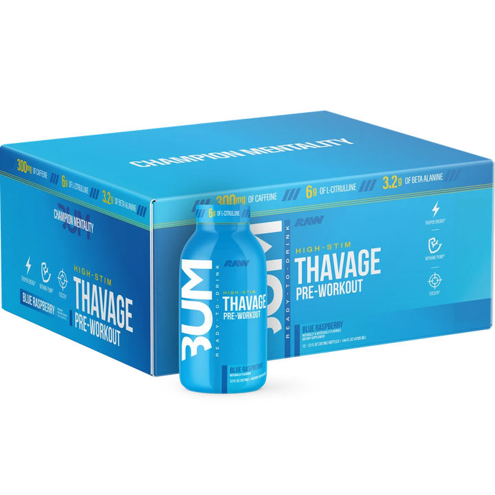 BUM THAVAGE RTD PWO 12 OZ/ 12 PACK - BLUE RASPBERRY