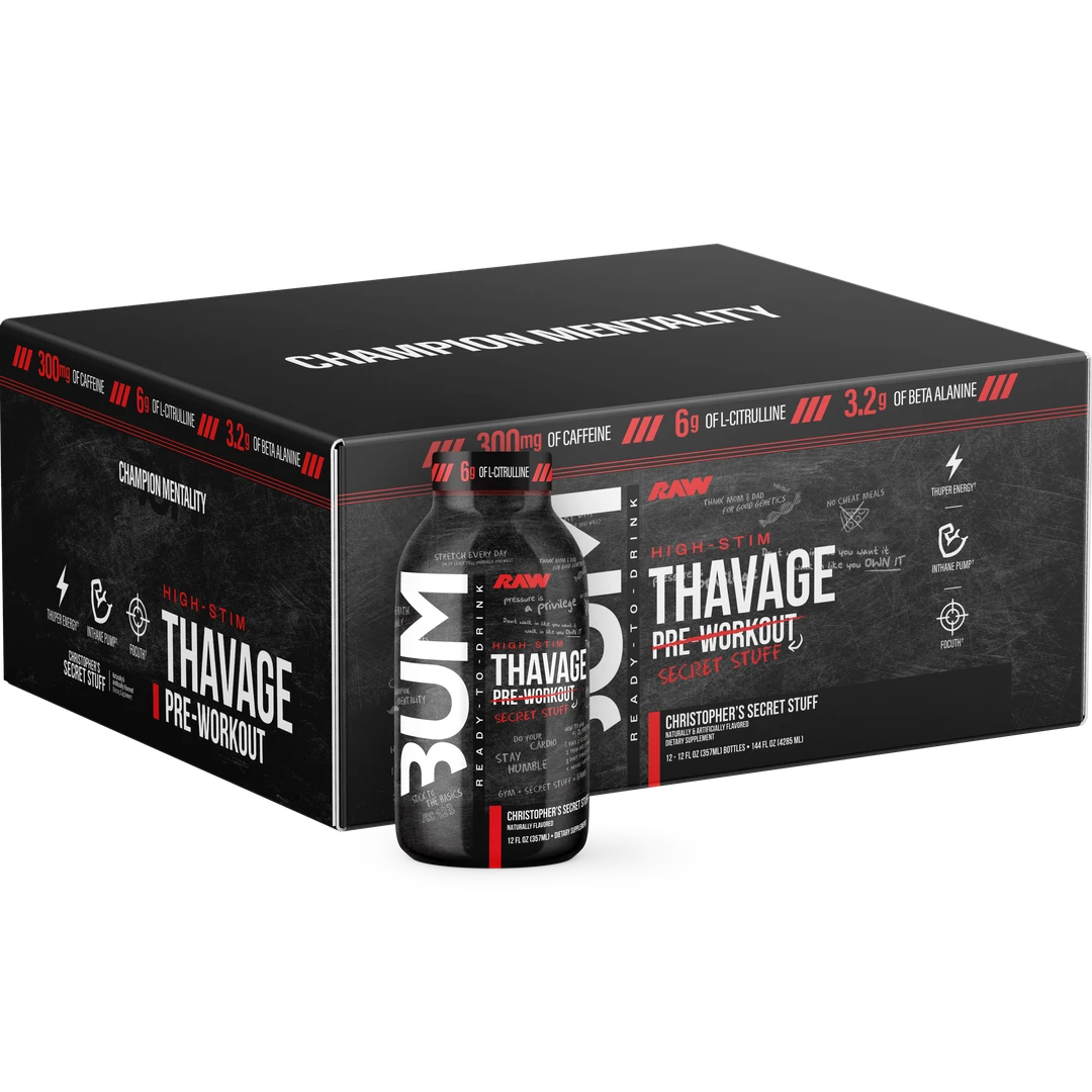 BUM THAVAGE RTD PWO 12 OZ/ 12 PACK - CHRISTOPHER SECRET STUFF