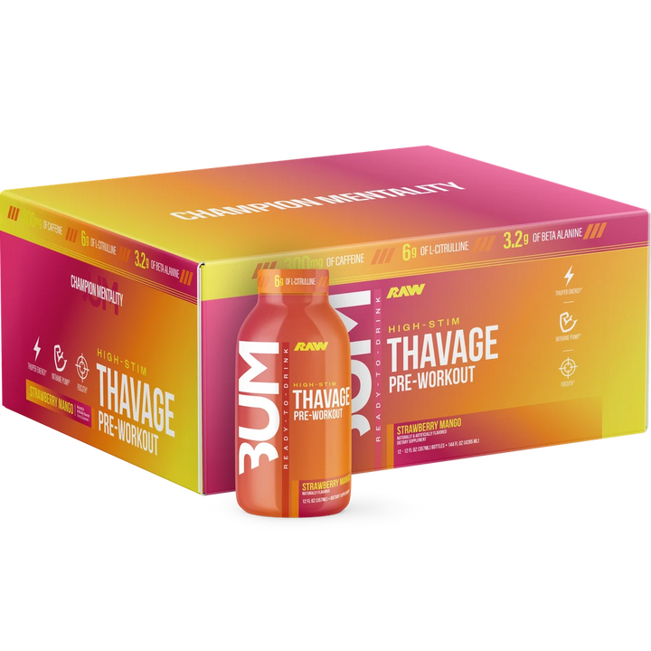 BUM THAVAGE RTD PWO 12 OZ/ 12 PACK - STRAWBERRY MANGO