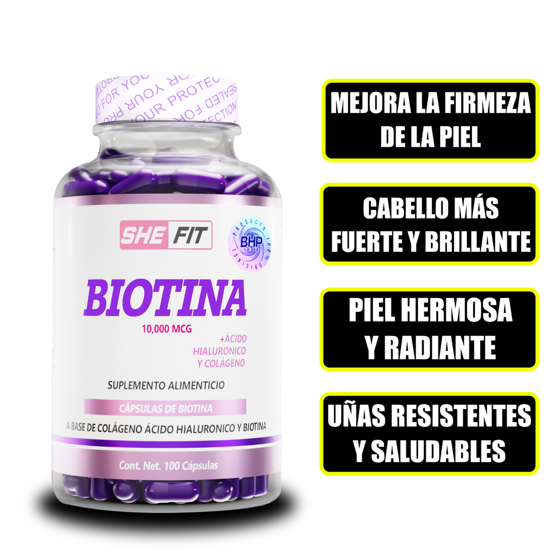 SHE FIT BIOTINA 10000 MCG 100 CAPS + CITRATO DE MAGNESIO 20 CAPS
